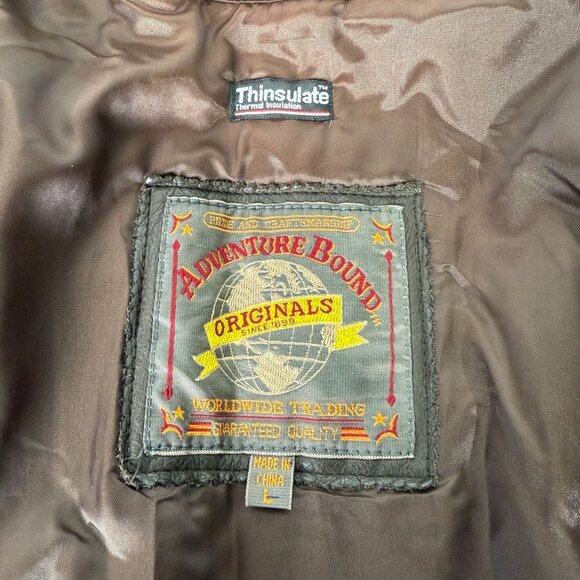 Adventure Bound Mens Brown Leather Jacket W/ Thinsulate Liner Removable Size L - Picture 6 of 14